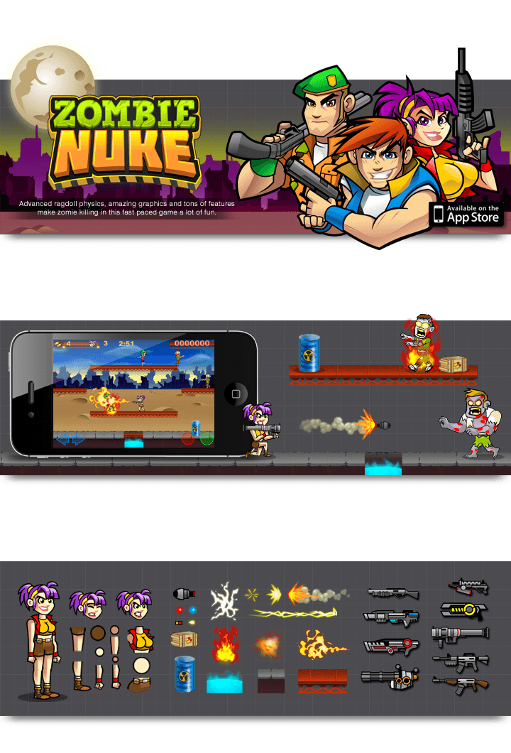 iOS App Game Illustrations for Zombie Nuke by MLJarmin Illustrations